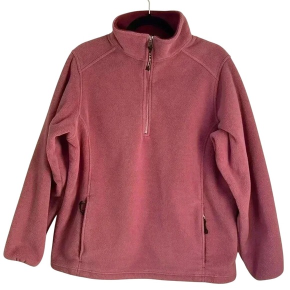 L.L. Bean Classic Fleece Womens Quarter 1/4 Zip Fleece Jacket Mauve Pink Large - Picture 1 of 16